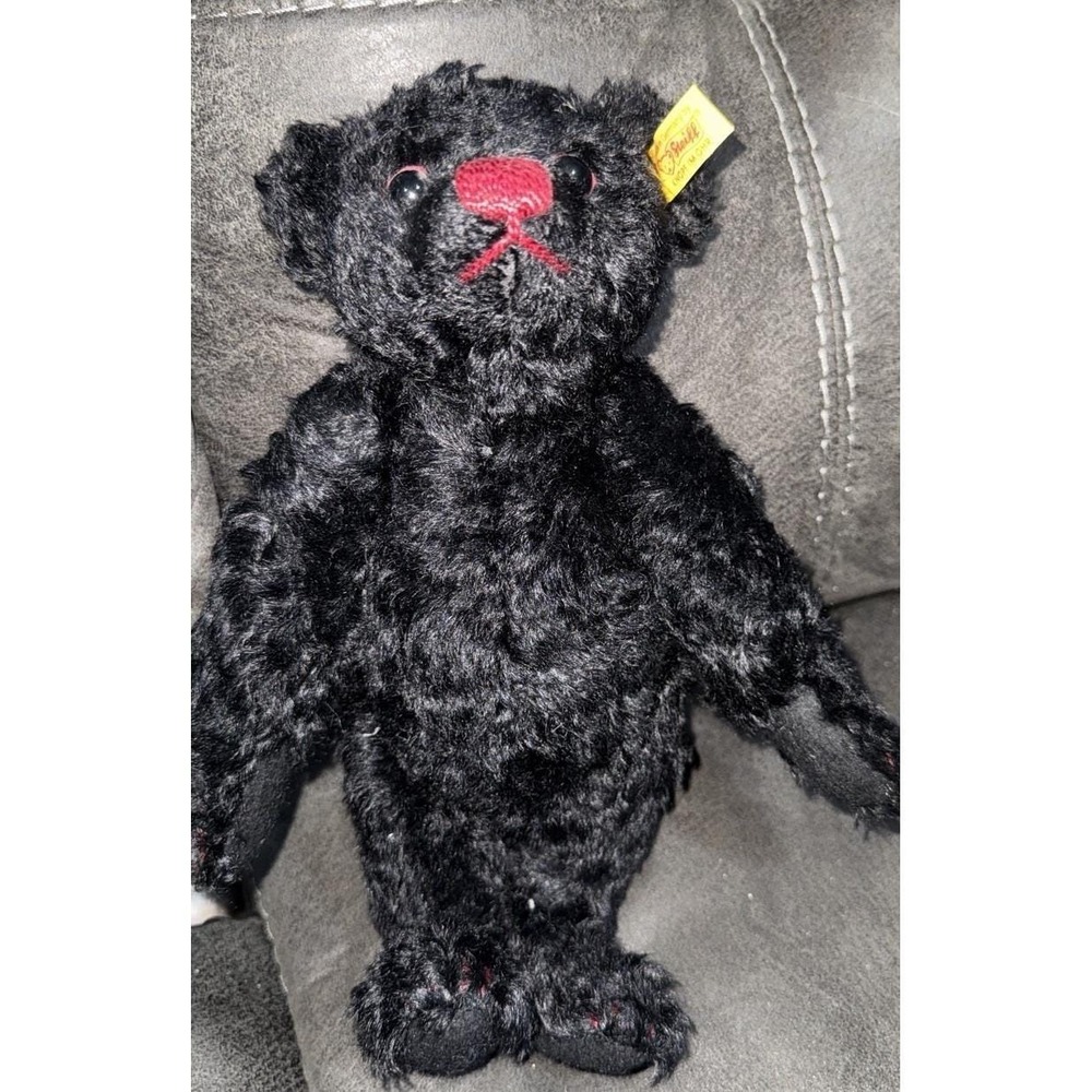 STEIFF Classic Collection Mohair‎ Black Teddy Bear Red Eyes Red Nose